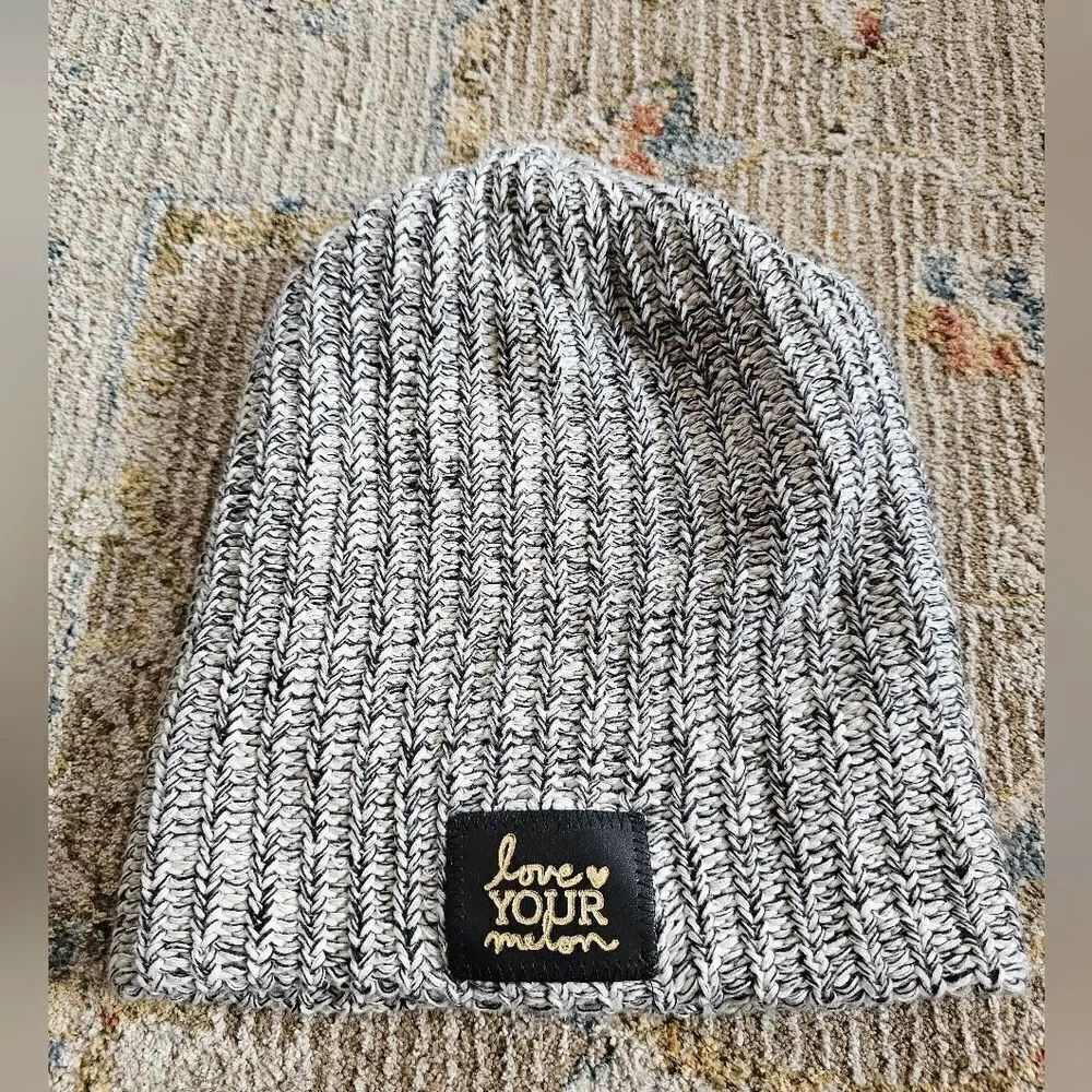 Love Your Melon Beanie With Black & Gold Patch, Like New!